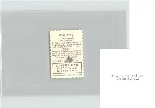 Aarberg Briefmarke Wappen Kaffee Hag Kat. Aarberg