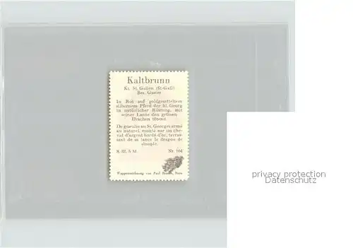 Kaltbrunn Briefmarke Wappen Kat. Kaltbrunn