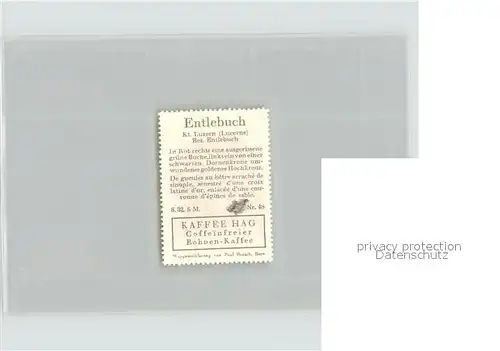 Entlebuch Briefmarke Wappen Kaffee Hag Kat. Entlebuch