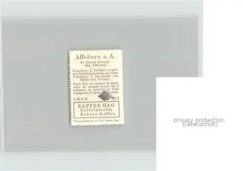 Affoltern Albis Briefmarke Wappen Kaffee Hag Kat. Affoltern Albis