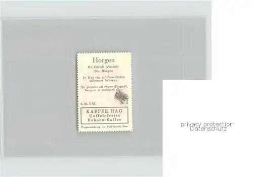 Horgen ZH Briefmarke Wappen Kaffee Hag / Horgen /Bz. Horgen