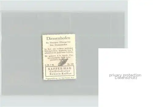 Diessenhofen Briefmarke Wappen Kaffee Hag Kat. Diessenhofen