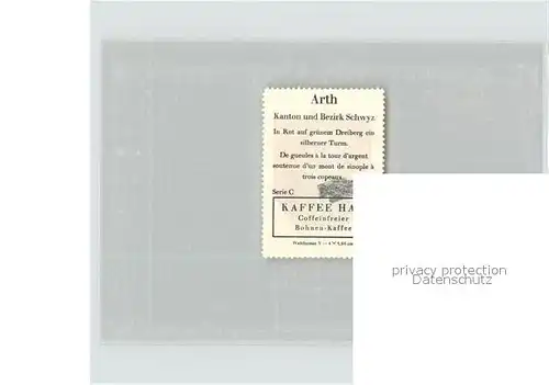 Arth SZ Briefmarke Wappen Kaffee Hag / Arth /Bz. Schwyz