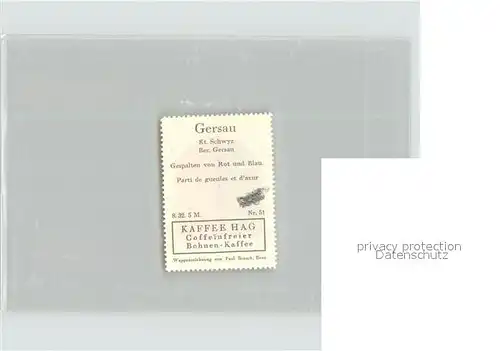 Gersau Vierwaldstaettersee Briefmarke Wappen Kaffee Hag /  /