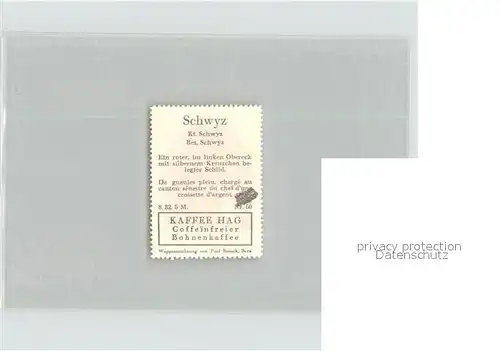 Schwyz Briefmarke Wappen Kaffee Hag Kat. Schwyz