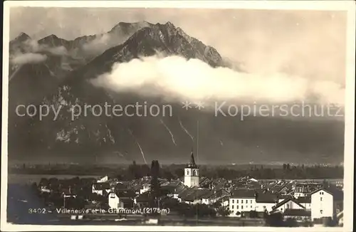 Villeneuve VD Ortsansicht mit Kirche Grammont Savoyer Alpen Kat. Villeneuve