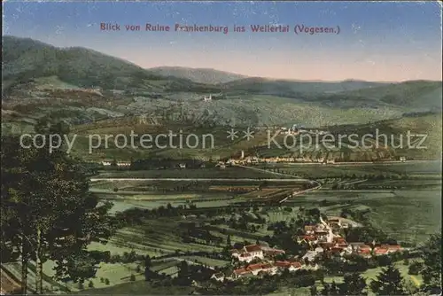 Altenberg Elsass Panorama Blick von Ruine Frankenburg ins Weilertal Kat. Bergheim