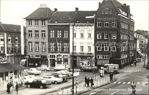 Roermond Stationsplein met hoofdkantoor Roermondse Spaarbank Kat. Roermond