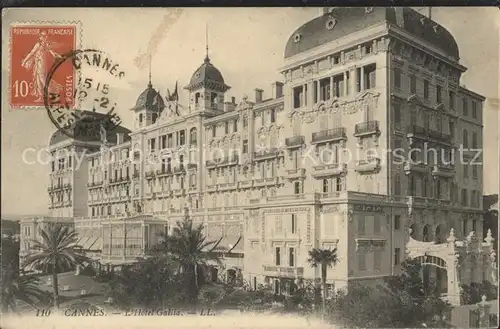 Cannes Alpes Maritimes Hotel Gallia Stempel auf AK Kat. Cannes