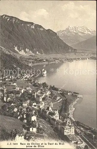 Glion Baie de Chillon Lac Leman et Dent du Midi Kat. Glion