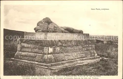 Verdun Meuse Monument de la Chapelle Sainte Fine Lion Kat. Verdun