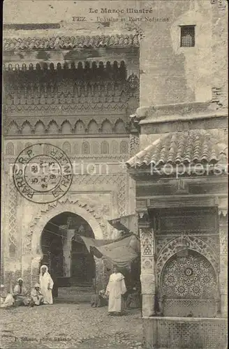 Fez Fes Fontaine et Porte Nedjarine Stempel auf AK Kat. Fez