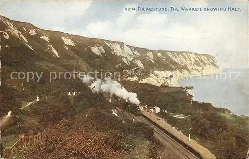 Folkestone The Warren Showing Halt Eisenbahn Dampflokomotive Kat. Shepway