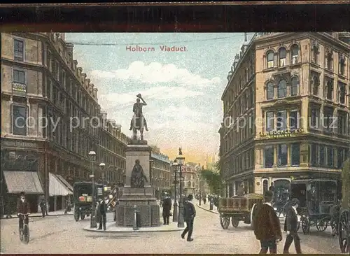 London Holborn Viaduct Monument Pferdekutsche Kat. City of London