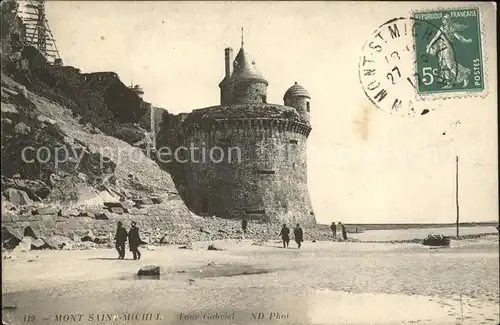 Mont Saint Michel Tour Gabriel Stempel auf AK Kat. Pontorson