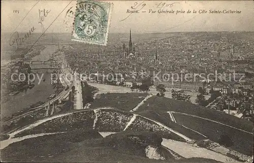 Rouen Vue generale prise de la Cote Sainte Catherine Stempel auf AK Kat. Rouen