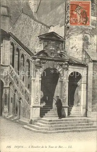 Dijon Cote d Or Escalier de la Tour de Bar Stempel auf AK Kat. Dijon