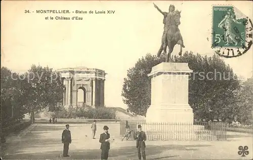 Montpellier Herault Statue de Louis XIV Chateau d Eau Stempel auf AK Kat. Montpellier