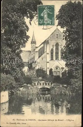 Dreux Ancienne Abbaye du Breuil Eglise Stempel auf AK Kat. Dreux