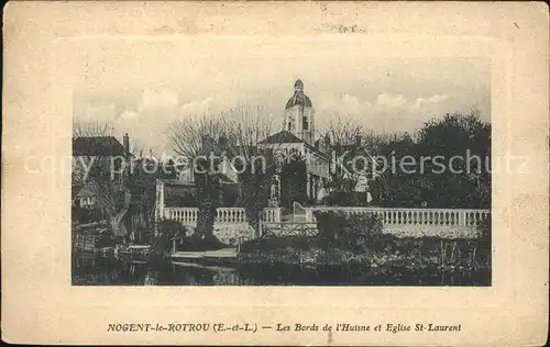 Nogent le Rotrou Bords de l Huisne et Eglise Saint Laurent Kat. Nogent le Rotrou