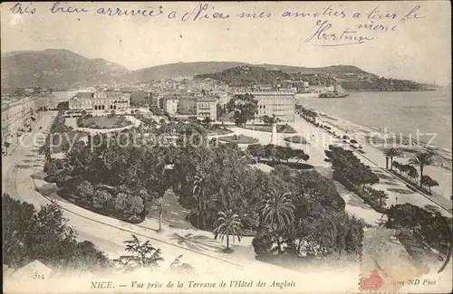 Nice Alpes Maritimes Vue prise de la Terrasse de l Hotel des Anglais Plage Kat. Nice