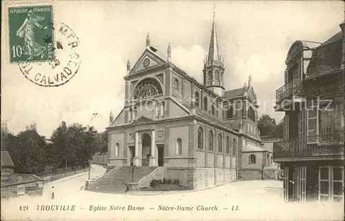 Trouville sur Mer Eglise Notre Dame Stempel auf AK Kat. Trouville sur Mer