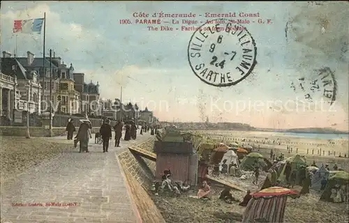 Parame La Digue Plage Stempel auf AK Kat. Saint Malo