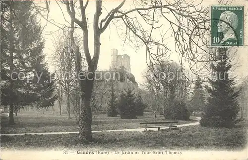 Gisors Eure Jardin et Tour Saint Thomas Stempel auf AK Kat. Gisors