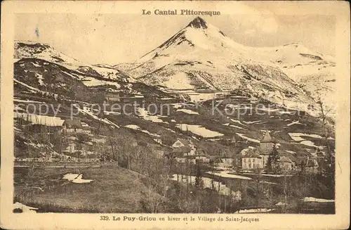 Saint Jacques des Blats Panorama Puy Griou en hiver et le village Kat. Saint Jacques des Blats