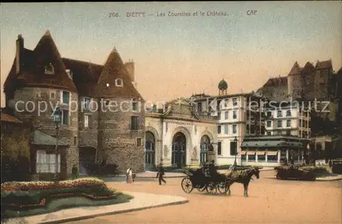 Dieppe Seine Maritime Les Tourelles et le Chateau Pferdedroschke Kat. Dieppe