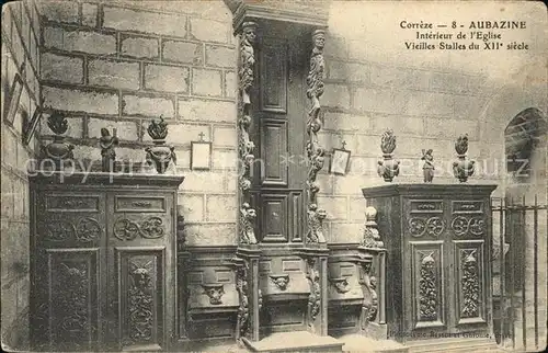 Aubazines Interieur de l Eglise Stalles XII siecle Kat. Aubazines