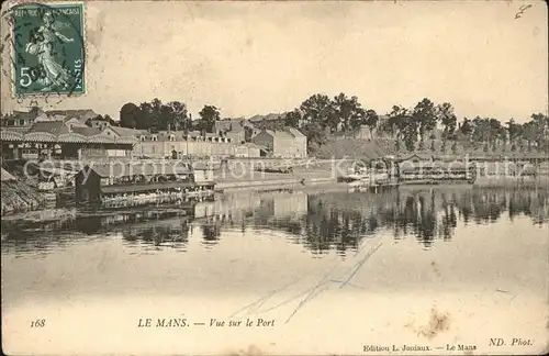 Le Mans Sarthe Vue sur le Port Stempel auf AK Kat. Le Mans