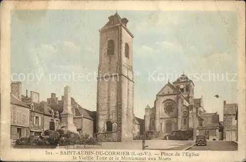 Saint Aubin du Cormier Place de l Eglise Tour et Monument aux Morts Kat. Saint Aubin du Cormier