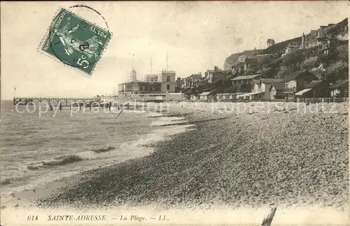 Sainte Adresse Plage Stempel auf AK Kat. Sainte Adresse