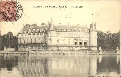 Rambouillet Chateau vu des Iles Stempel auf AK Kat. Rambouillet