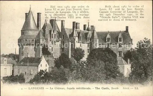 Langeais Chateau Facade meridionale Histoire Kat. Langeais