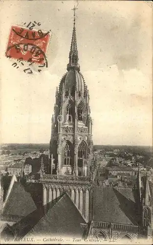 Bayeux Cathedrale Tour Centrale Stempel auf AK Kat. Bayeux