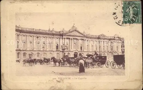 Toulouse Haute Garonne Le Capitole Pferdedroschke Stempel auf AK Kat. Toulouse