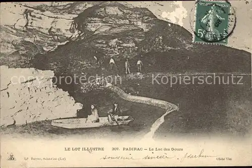 Padirac Lac des Gours Bootsfahrt Stempel auf AK Kat. Padirac