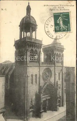 Riom Puy de Dome Eglise du Marthuret Stempel auf AK Kat. Riom