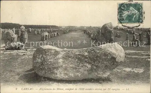 Carnac Morbihan Alignements du Menec Steinreihen Stempel auf AK / Carnac /Arrond. de Lorient