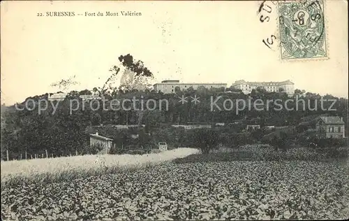 Suresnes Fort du Mont Valerien Festungsanlage Stempel auf AK Kat. Suresnes