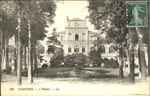 Chartres Eure et Loir Hopital Krankenhaus Stempel auf AK Kat. Chartres