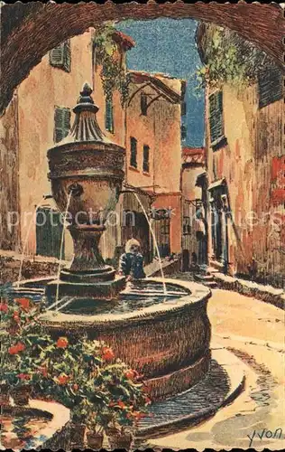 Saint Paul de Vence La vieille fontaine Serie La Douce France Kuenstlerkarte Kat. La Colle sur Loup