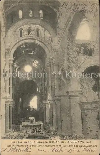 Albert Somme Basilique bombardee Grande Guerre Ruines Truemmer Kat. Albert