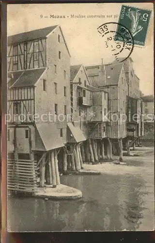 Meaux Seine et Marne Moulins Stempel auf AK Kat. Meaux