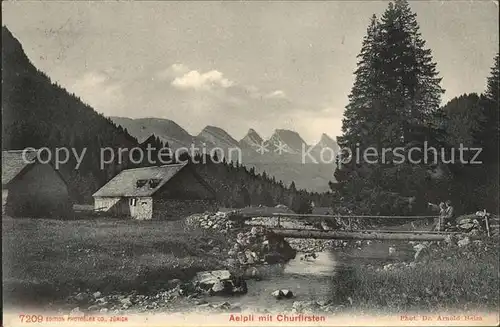 Unterwasser Toggenburg Aelpli mit Churfirsten Bachlauf Kat. Unterwasser