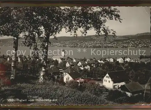 Thalwil Panorama Blick vom Hoehenweg aus Zuerichsee Kat. Thalwil