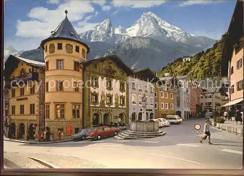 Berchtesgaden Marktplatz Brunnen Watzmann Berchtesgadener Alpen Kat. Berchtesgaden