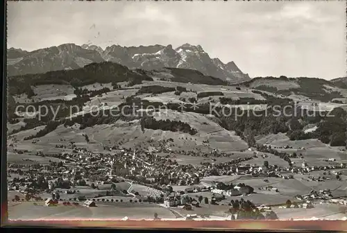 Appenzell IR Fliegeraufnahme mit Alpenpanorama Kat. Appenzell